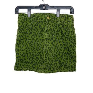 Hartstrings Girls Skort 14 Green Corduroy Leopard Print Fall Mini